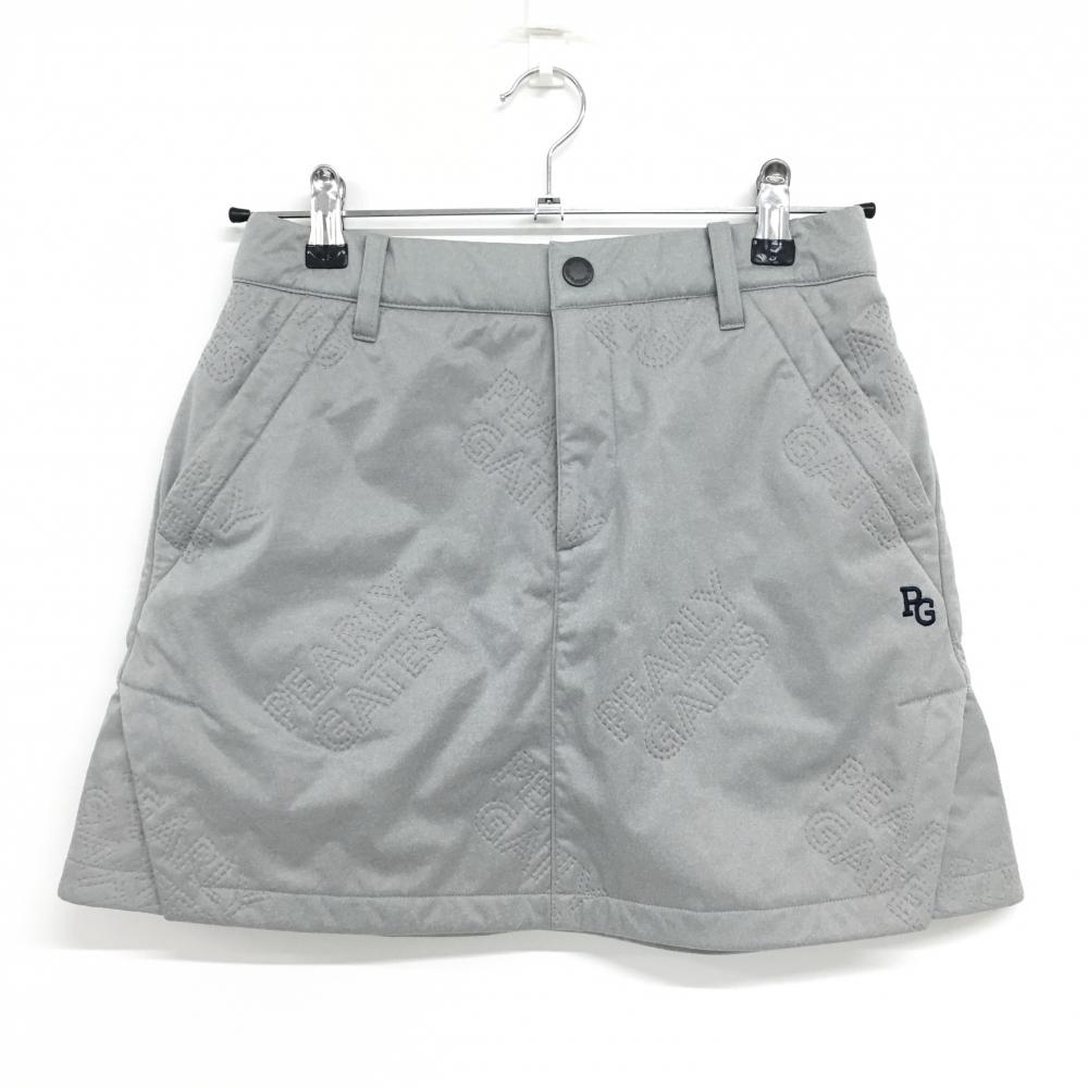 【超美品】パーリーゲイツ スカート グレー ロゴキルティング風 総柄 裏起毛  レディース 0(S) ゴルフウェア PEARLY GATES