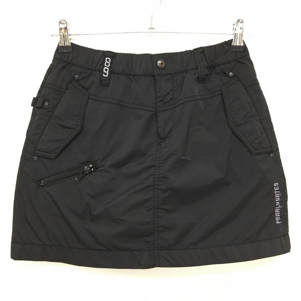 【美品】パーリーゲイツ スカート 黒 裏微起毛 ウエストゴム  レディース 0(S) ゴルフウェア PEARLY GATES