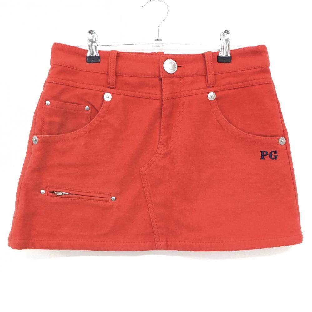 【美品】パーリーゲイツ スカート レッド系 起毛 ロゴネイビー レディース 0(S) ゴルフウェア PEARLY GATES