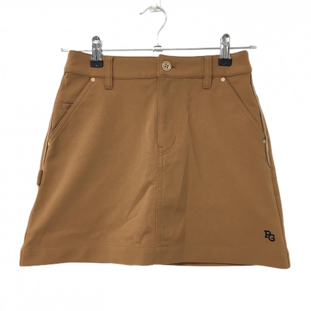 【超美品】パーリーゲイツ スカート ライトブラウン 地模様 ロゴ刺しゅう ストレッチ レディース 00(XS) ゴルフウェア PEARLY GATES