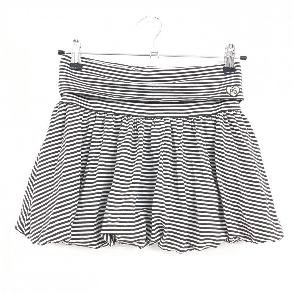 【美品】パーリーゲイツ ミニスカート ダークブラウン×白 ボーダー 内側インナーパンツ レディース 0(S) ゴルフウェア PEARLY GATES