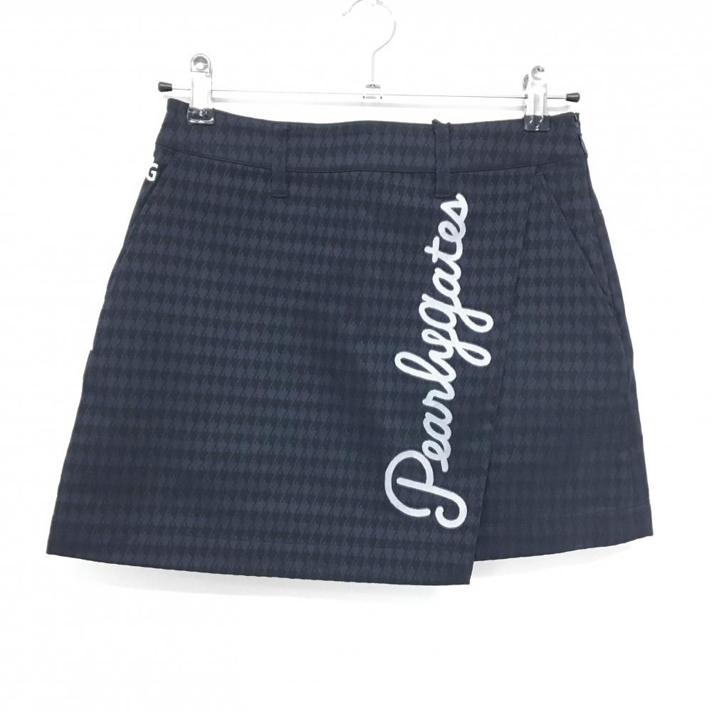【新品】パーリーゲイツ スカート  ネイビー×黒 総柄 フロントロゴ クリーンポケッツ レディース 0(S) ゴルフウェア PEARLY GATES