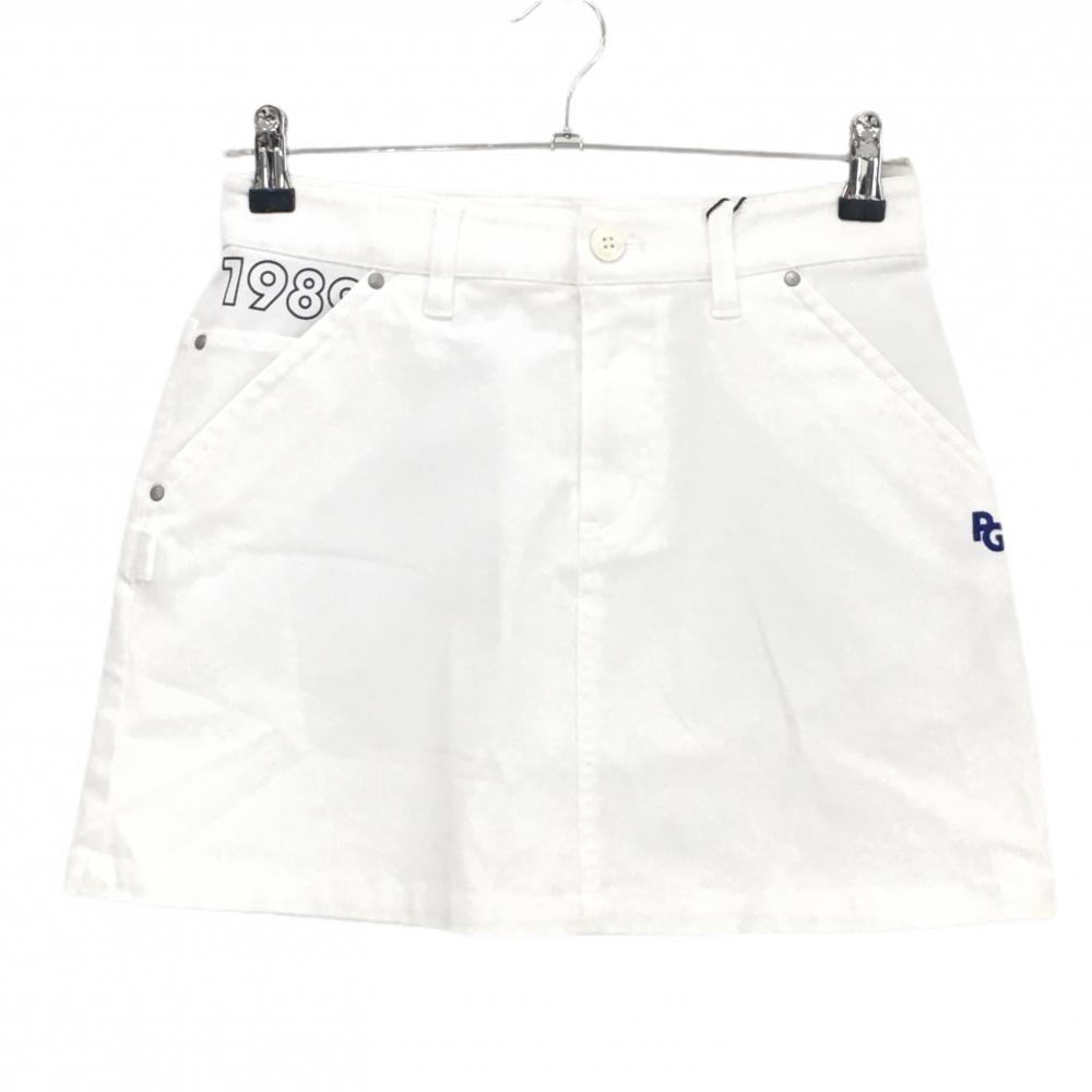 【新品】パーリーゲイツ スカート 白 刺しゅうブルー ストレッチ クリーンポケッツ  レディース 0(S) ゴルフウェア PEARLY GATES