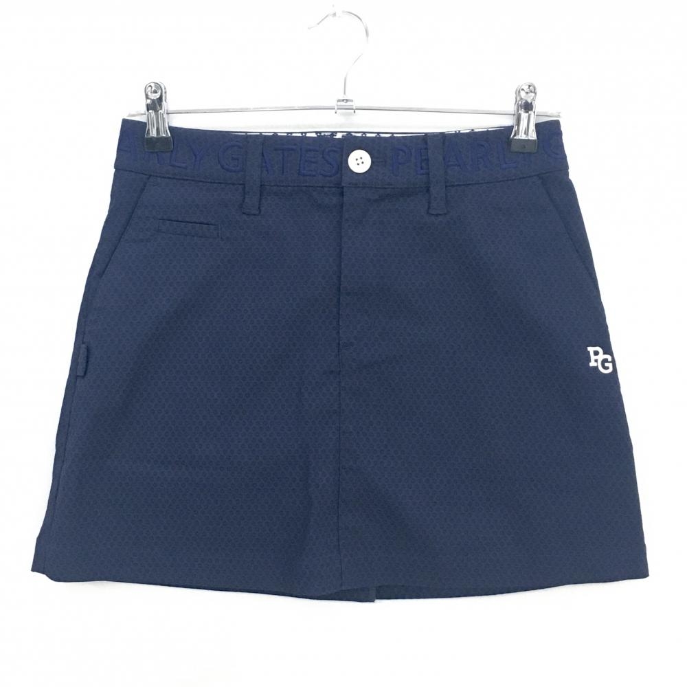 【新品】パーリーゲイツ スカート ネイビー 総柄 ドット風 ベルト部ロゴ ストレッチ レディース 0(S) ゴルフウェア PEARLY GATES