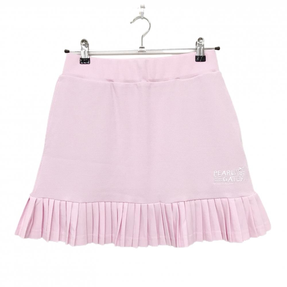 【新品】パーリーゲイツ スカート ピンク 裾プリーツ 織生地 ウエストゴム ロゴ刺しゅう レディース 1(M) ゴルフウェア PEARLY GATES