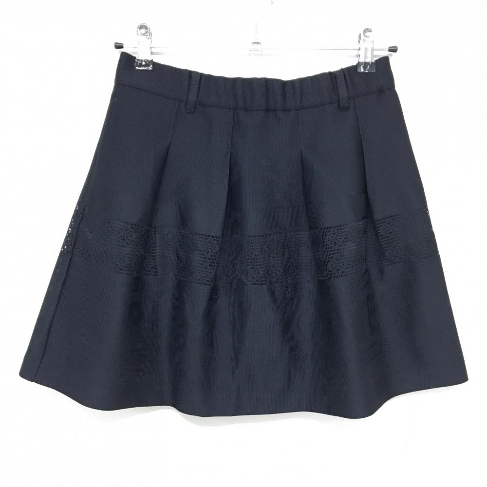 【新品】パーリーゲイツ スカート ダークネイビー 表地レース 裏地付き ビッグロゴ レディース 1(M) ゴルフウェア PEARLY GATES