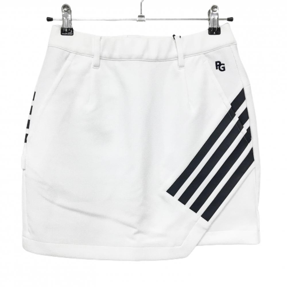 【新品】パーリーゲイツ スカート 白×ネイビー 格子柄織生地 4ライン ロゴ刺しゅう レディース 0(S) ゴルフウェア PEARLY GATES