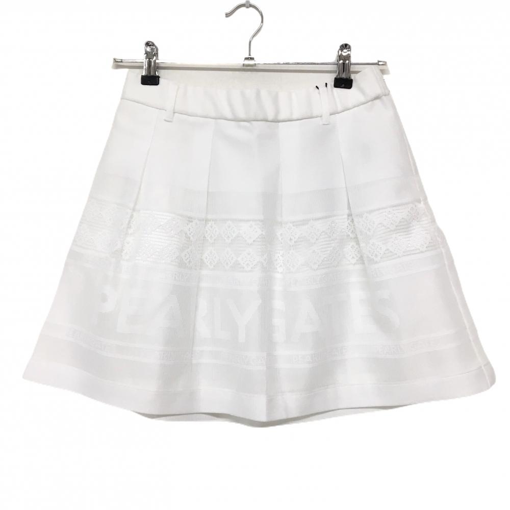 【新品】パーリーゲイツ スカート 白 表地レース 裏地付き ビッグロゴ  レディース 1(M) ゴルフウェア PEARLY GATES