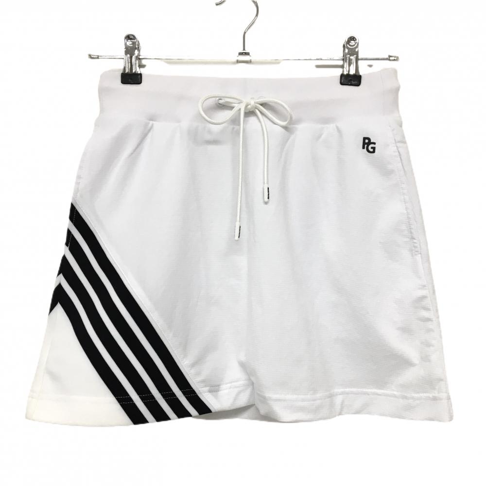 【新品】パーリーゲイツ スカート 白×黒 格子柄織生地 4ライン ウエストゴム 調節紐  レディース 0(S) ゴルフウェア PEARLY GATES