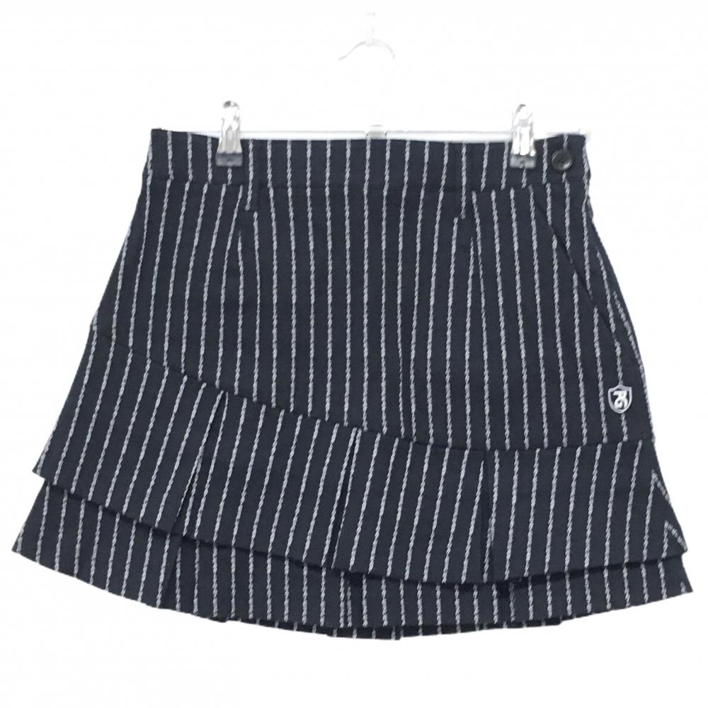【超美品】パーリーゲイツ スカート ネイビー×白 英字ロゴストライプ ストレッチ  レディース 0(S) ゴルフウェア PEARLY GATES