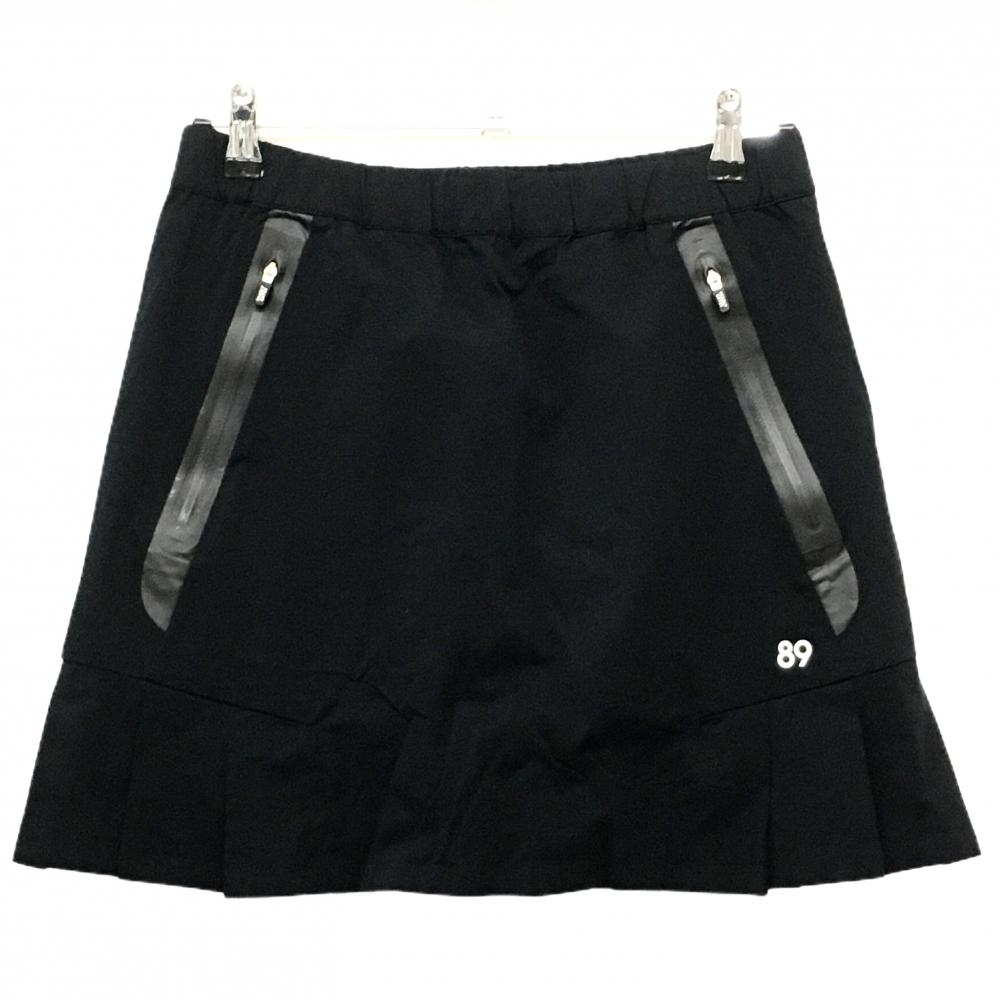 【美品】パーリーゲイツ スカート ネイビー ロゴ白 サイド裾プリーツ ウエスト調整紐  レディース 1(M) ゴルフウェア PEARLY GATES