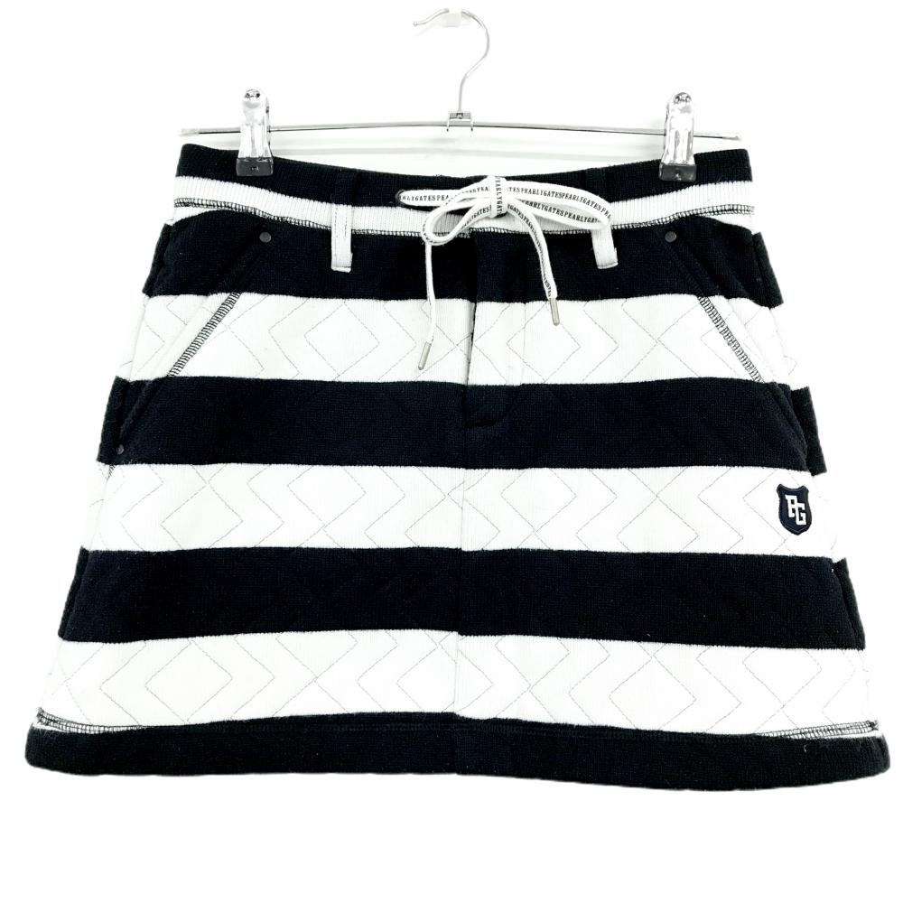 パーリーゲイツ ニットスカート 白×ダークネイビー 太ボーダー ウエスト調節紐付 レディース 0(S) ゴルフウェア PEARLY GATES