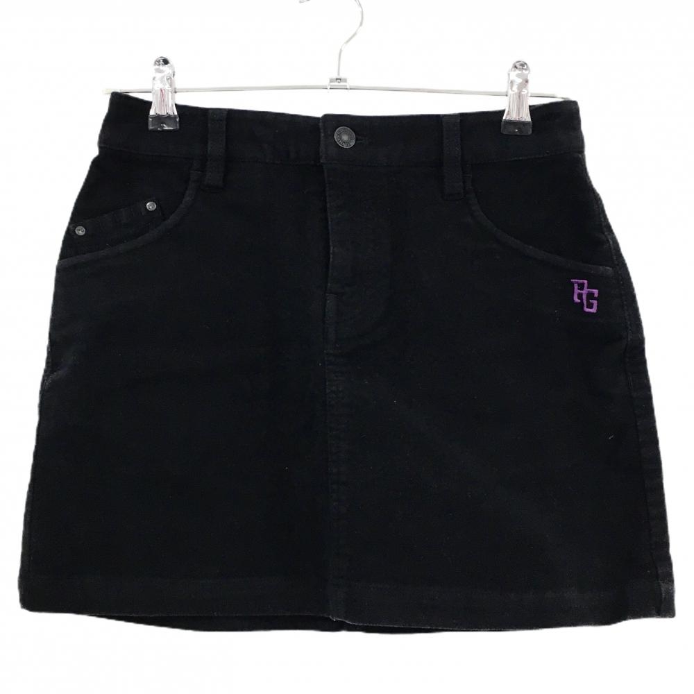 パーリーゲイツ スカート 黒 ロゴ刺しゅう 微起毛素材  レディース 0(S) ゴルフウェア PEARLY GATES