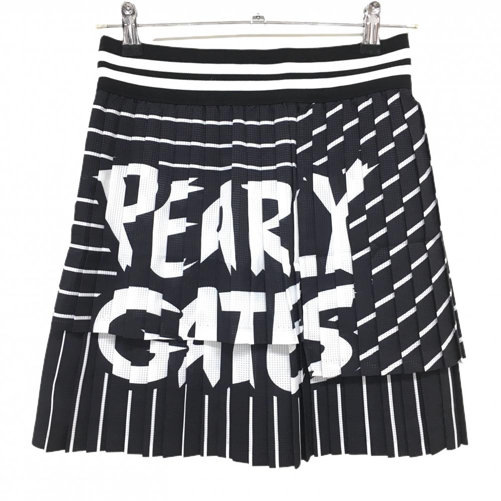 【新品】パーリーゲイツ プリーツスカート ダークネイビー×白 ボーダー ストライプ レディース 0(S) ゴルフウェア PEARLY GATES