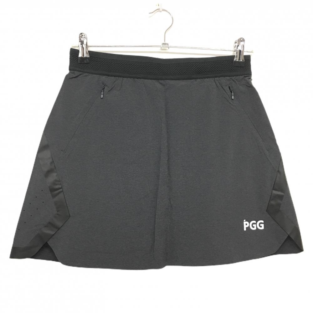 【新品】PGGパーリーゲイツ スカート ダークグレー×黒 ウエストゴム レディース 0(S) ゴルフウェア PEARLY GATES