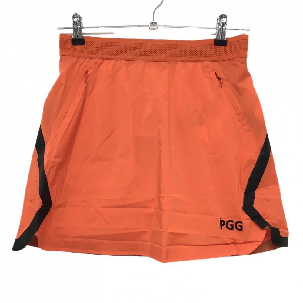 【新品】PGGパーリーゲイツ スカート オレンジ×黒 ウエストゴム サイド・後ろ一部パンチング レディース 0(S) ゴルフウェア PEARLY GATES