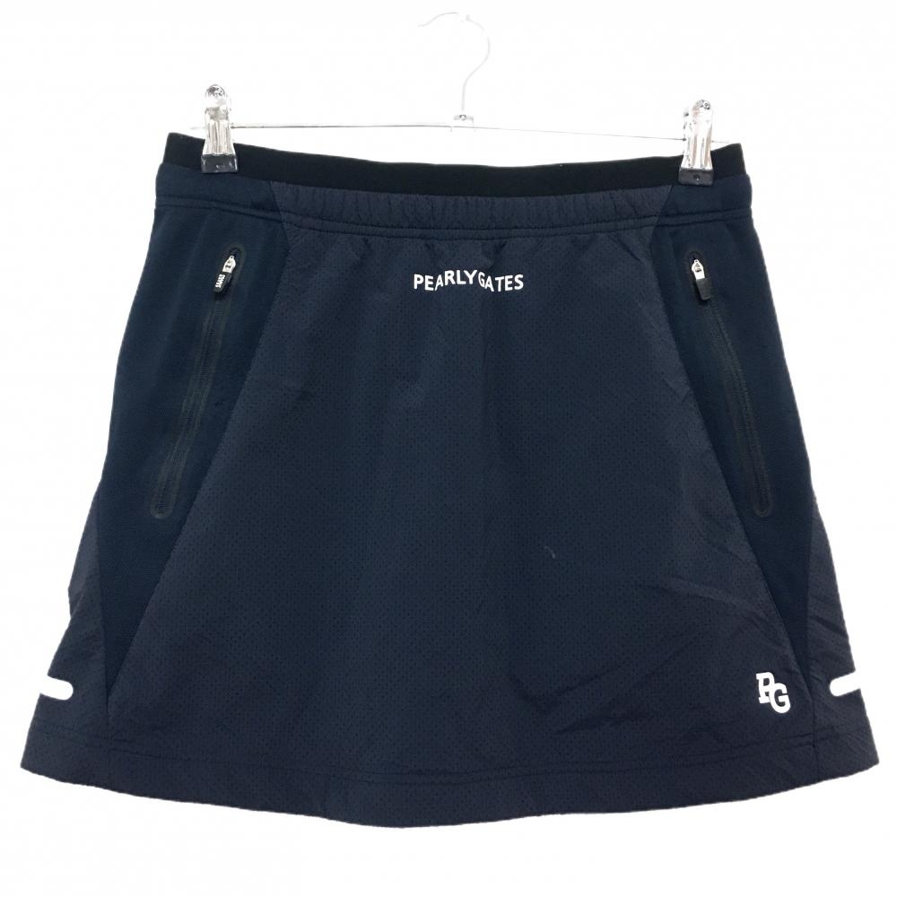 パーリーゲイツ スカート ダークネイビー メッシュ ストレッチ ウエストゴム＆調節紐 異素材 レディース 1(M) ゴルフウェア PEARLY GATES