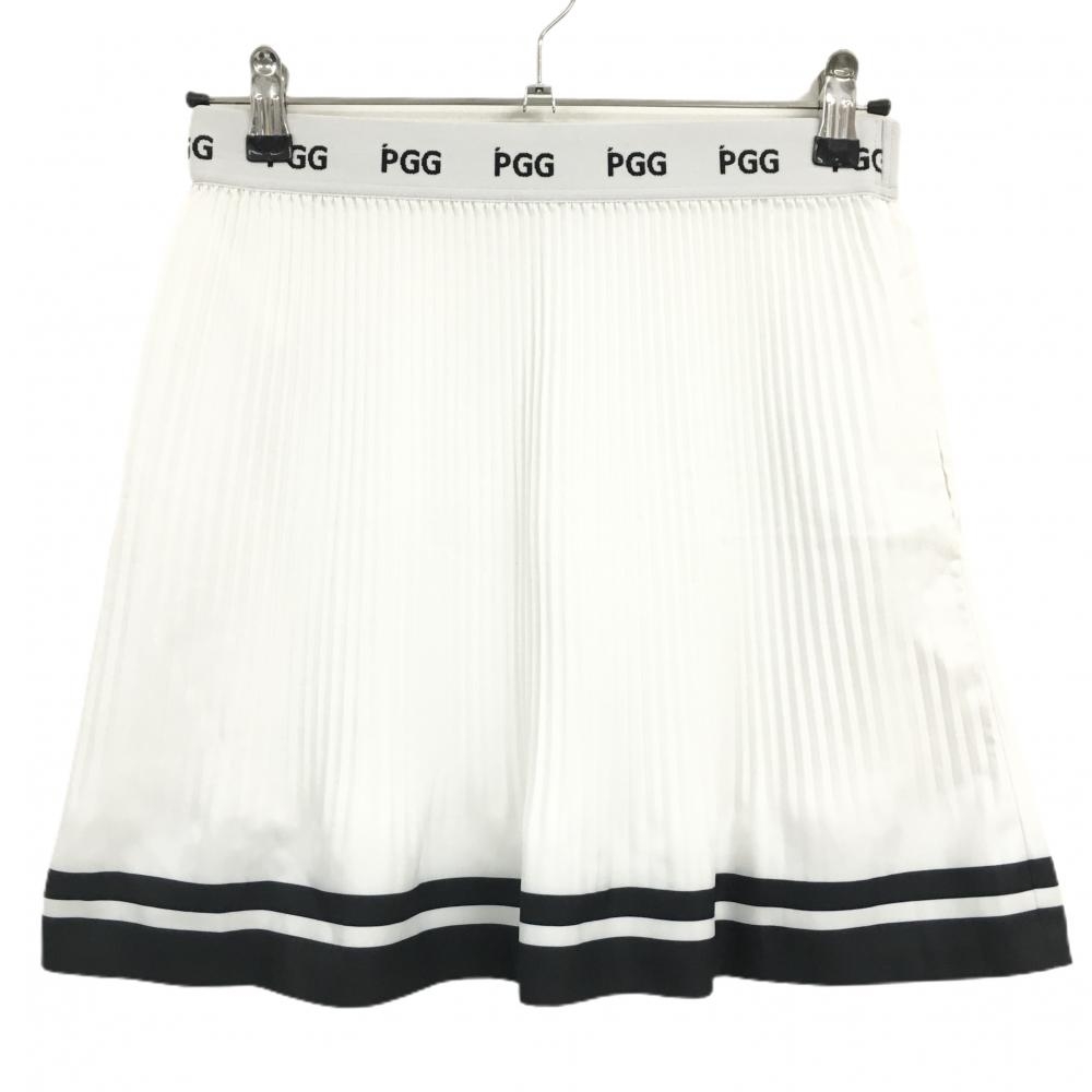 【美品】PGGパーリーゲイツ スカート 白 アコーディオンプリーツ ウエストゴム レディース 1(M) ゴルフウェア PEARLY GATES