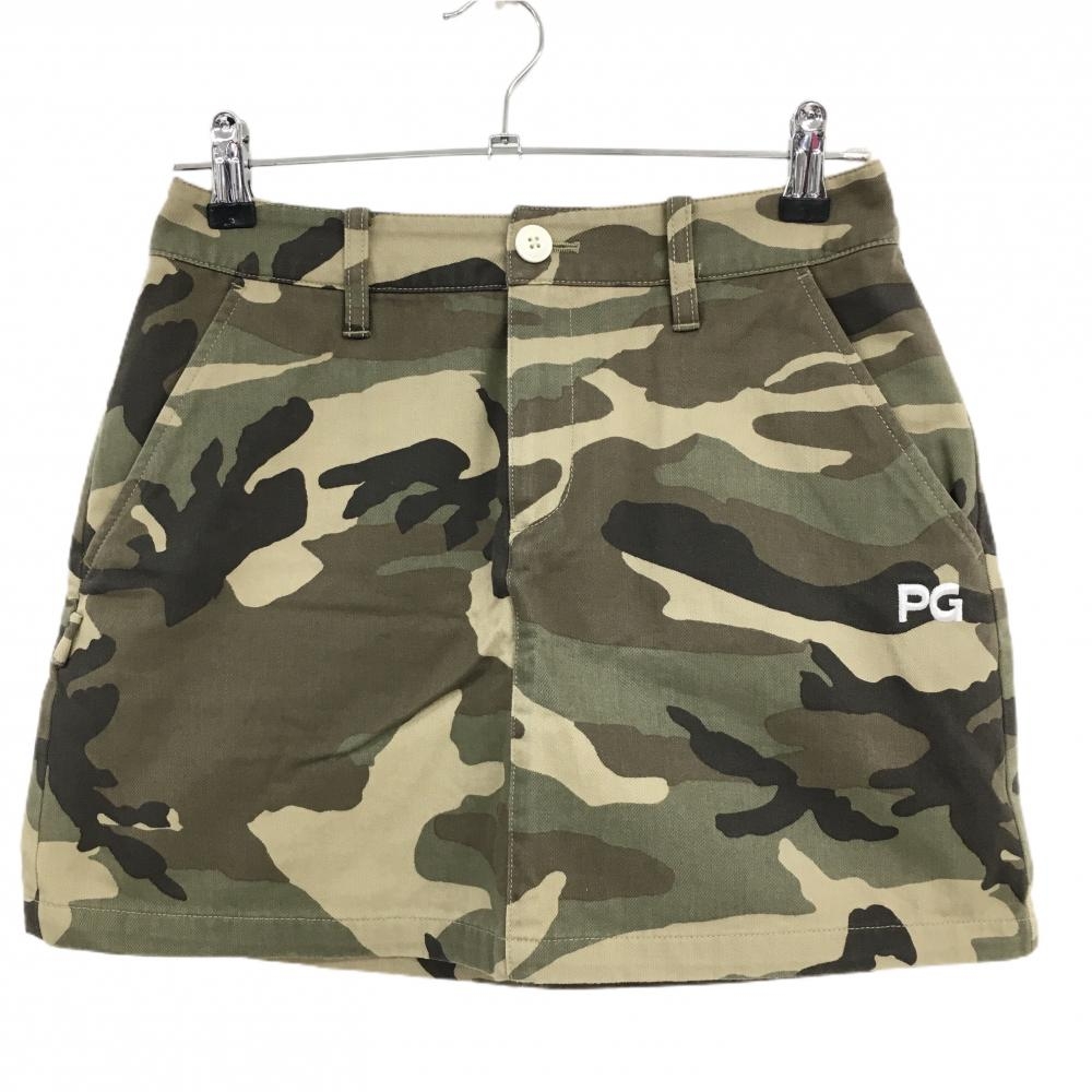 【美品】パーリーゲイツ スカート カーキ×ブラウン カモフラ 迷彩 レディース 0(S) ゴルフウェア PEARLY GATES