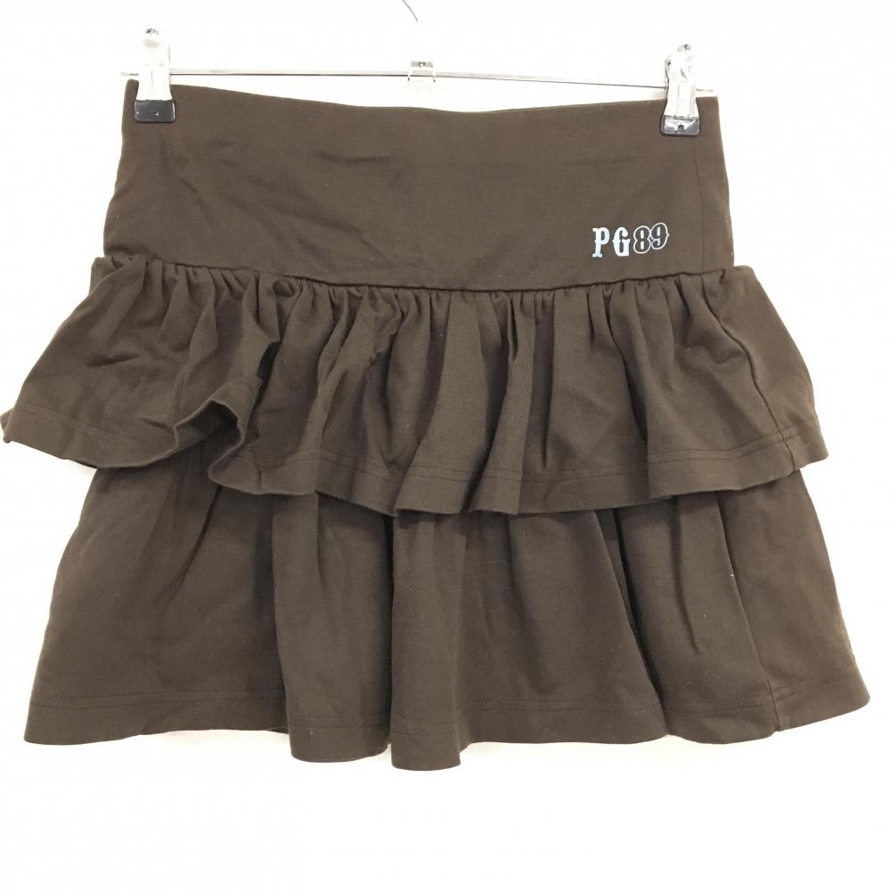 【美品】パーリーゲイツ スカート ブラウン フリル レディース 1(M) ゴルフウェア PEARLY GATES