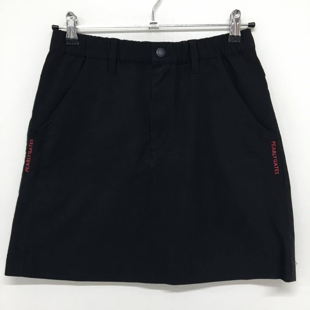 パーリーゲイツ スカート 黒 ロゴレッド ウエストゴム  レディース 0(S) ゴルフウェア PEARLY GATES
