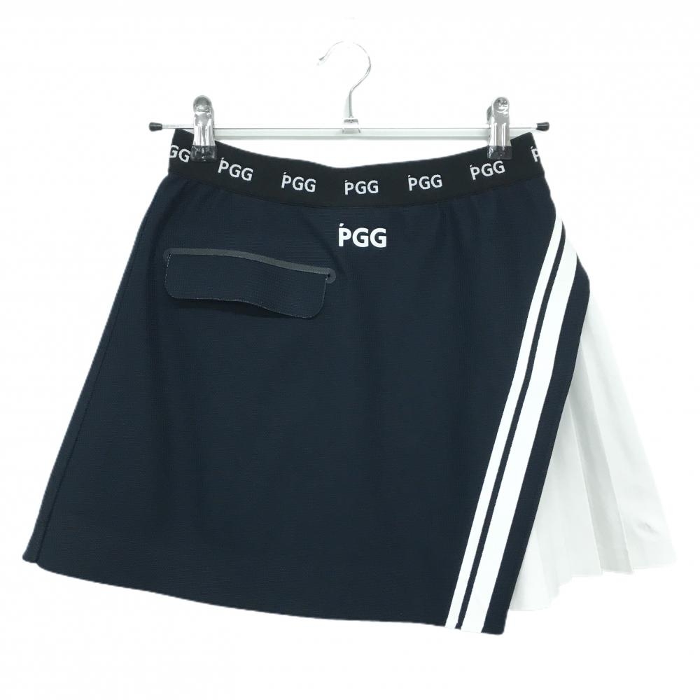 【超美品】PGGパーリーゲイツ プリーツスカート ダークネイビー×白 ウエストゴム レディース 00(XS) ゴルフウェア PEARLY GATES