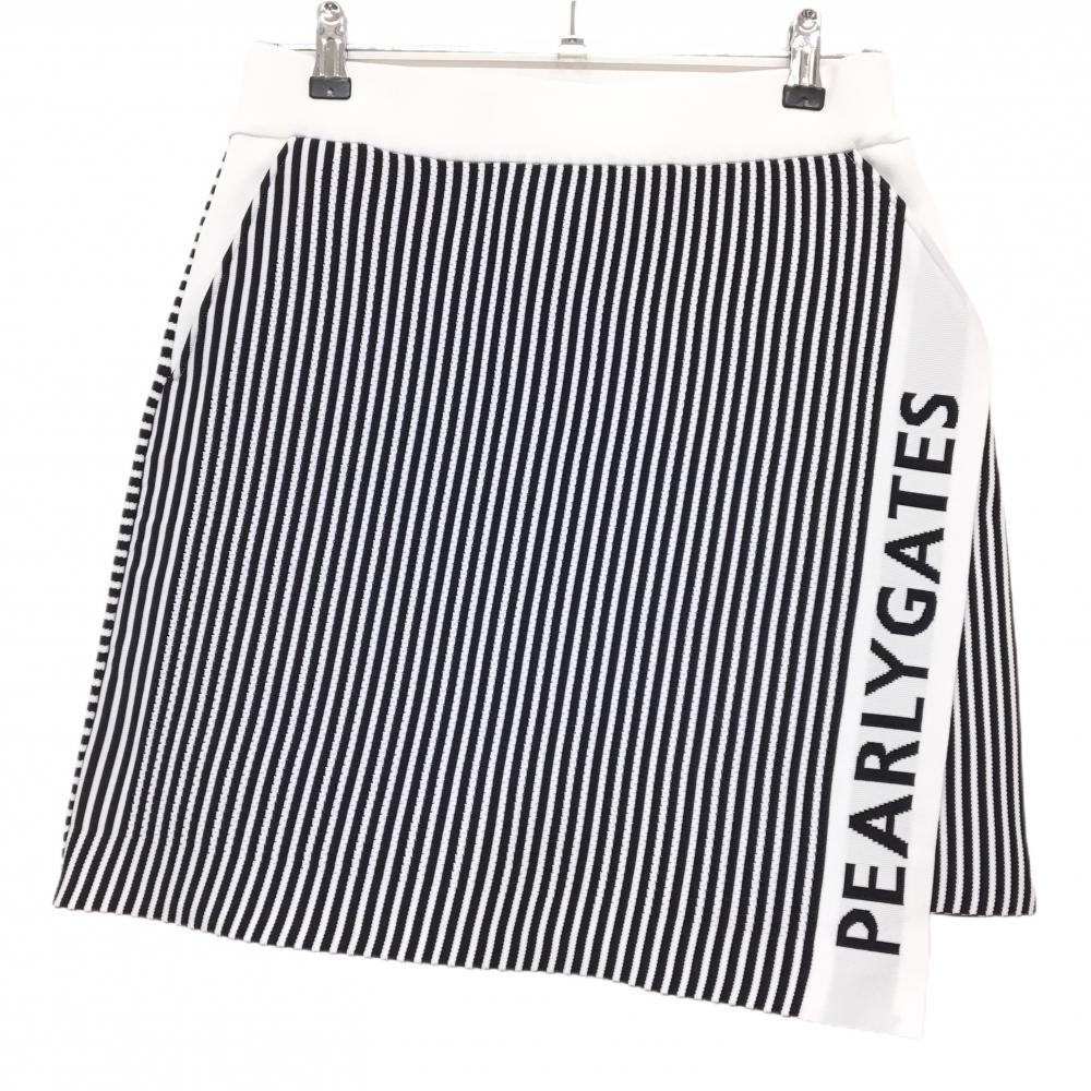 【新品】PGGパーリーゲイツ スカート 白×ネイビー ストライプ 背面プリーツ  レディース 1 ゴルフウェア PEARLY GATES
