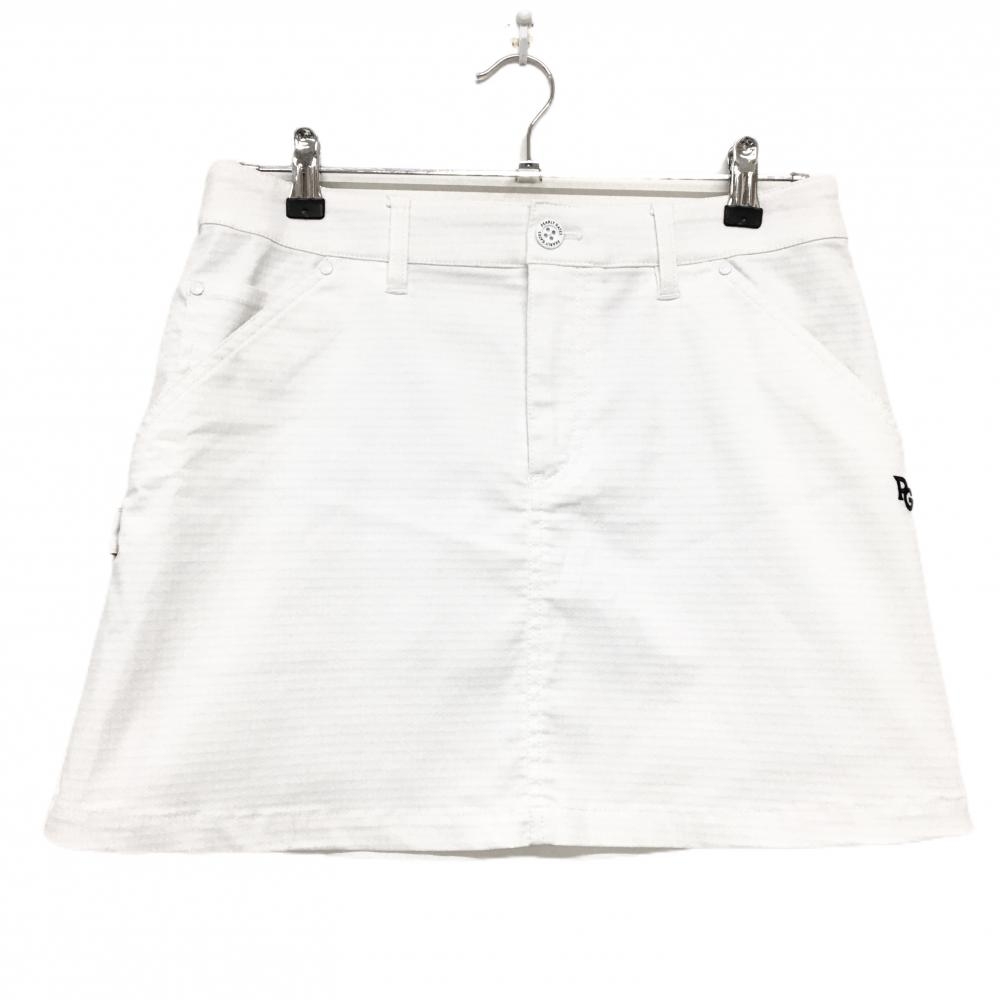 【超美品】パーリーゲイツ スカート 白 地模様 ストレッチ ロゴ  レディース 2(L) ゴルフウェア PEARLY GATES