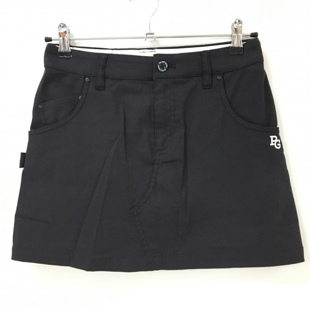 【超美品】パーリーゲイツ スカート 黒系 ストレッチ バンダナ付 ニコちゃん レディース 00(XS) ゴルフウェア PEARLY GATES