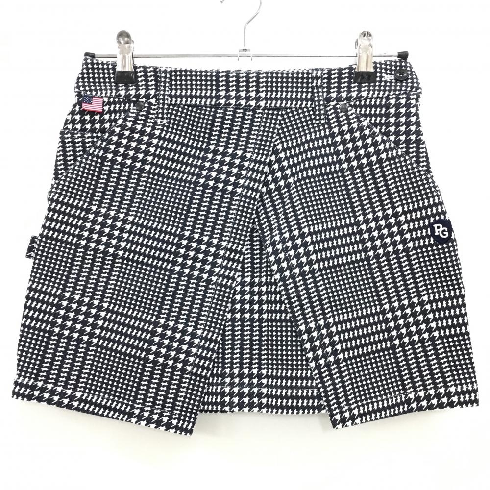 【超美品】パーリーゲイツ スカート ネイビー×白 グレンチェック ストレッチ ワッペン レディース 00(XS) ゴルフウェア PEARLY GATES