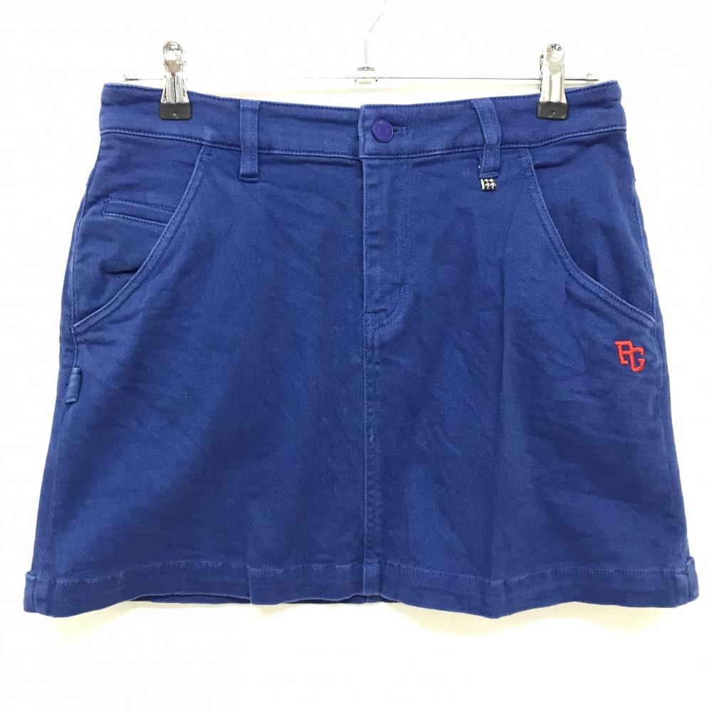 パーリーゲイツ スカート ブルー ロゴレッド コットン混 ストレッチ レディース 1(M) ゴルフウェア PEARLY GATES
