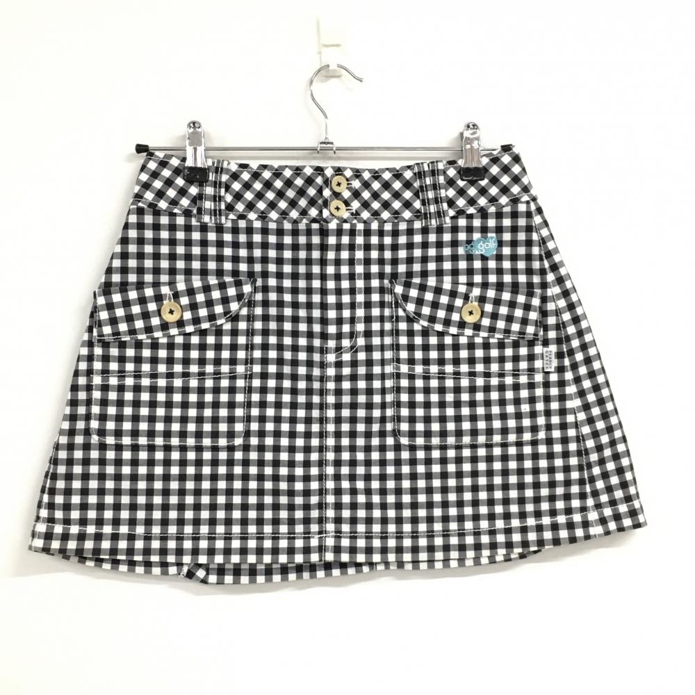 【超美品】パーリーゲイツ スカート ネイビー×白 ギンガムチェック ストレッチ  レディース 1(M) ゴルフウェア PEARLY GATES