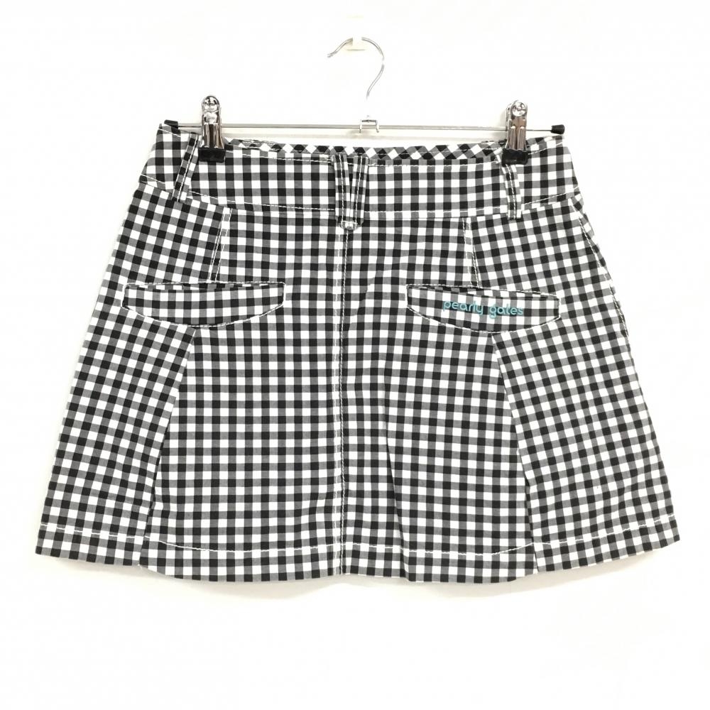 【超美品】パーリーゲイツ スカート ネイビー×白 ギンガムチェック ストレッチ  レディース 1(M) ゴルフウェア PEARLY GATES