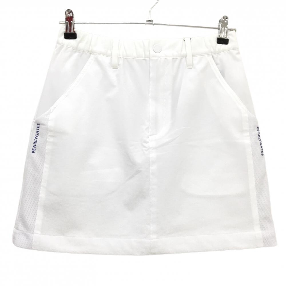 【新品】パーリーゲイツ スカート 白 サイドメッシュ切替 裏地メッシュ ストレッチ レディース 0(S) ゴルフウェア PEARLY GATES