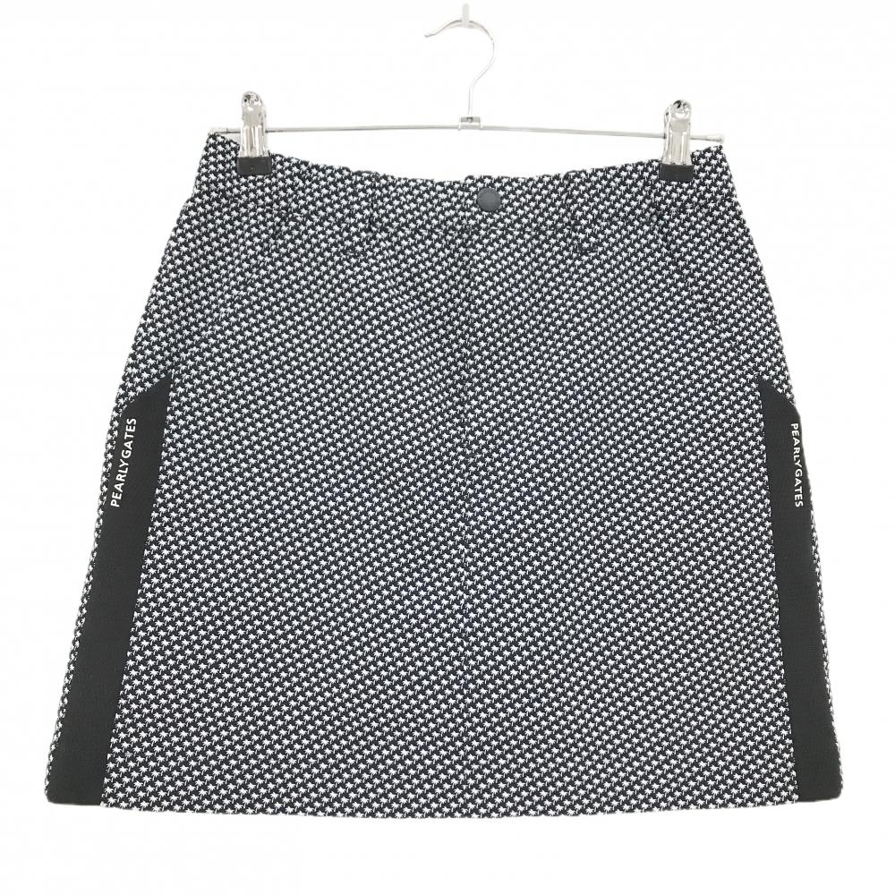 【超美品】パーリーゲイツ スカート ダークネイビー×白 ヤシの木総柄 ウエストゴム  レディース 1(M) ゴルフウェア PEARLY GATES