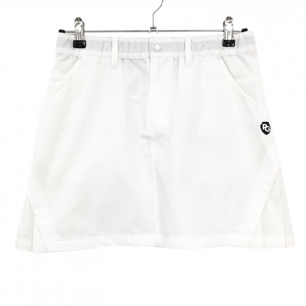 【美品】パーリーゲイツ スカート 白 サイドプリーツ ストレッチ ウエストゴム  レディース 1(M) ゴルフウェア PEARLY GATES