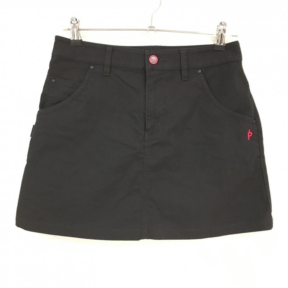 パーリーゲイツ スカート 黒×ピンク ロゴ刺しゅう ストレッチ  レディース 1(M) ゴルフウェア PEARLY GATES