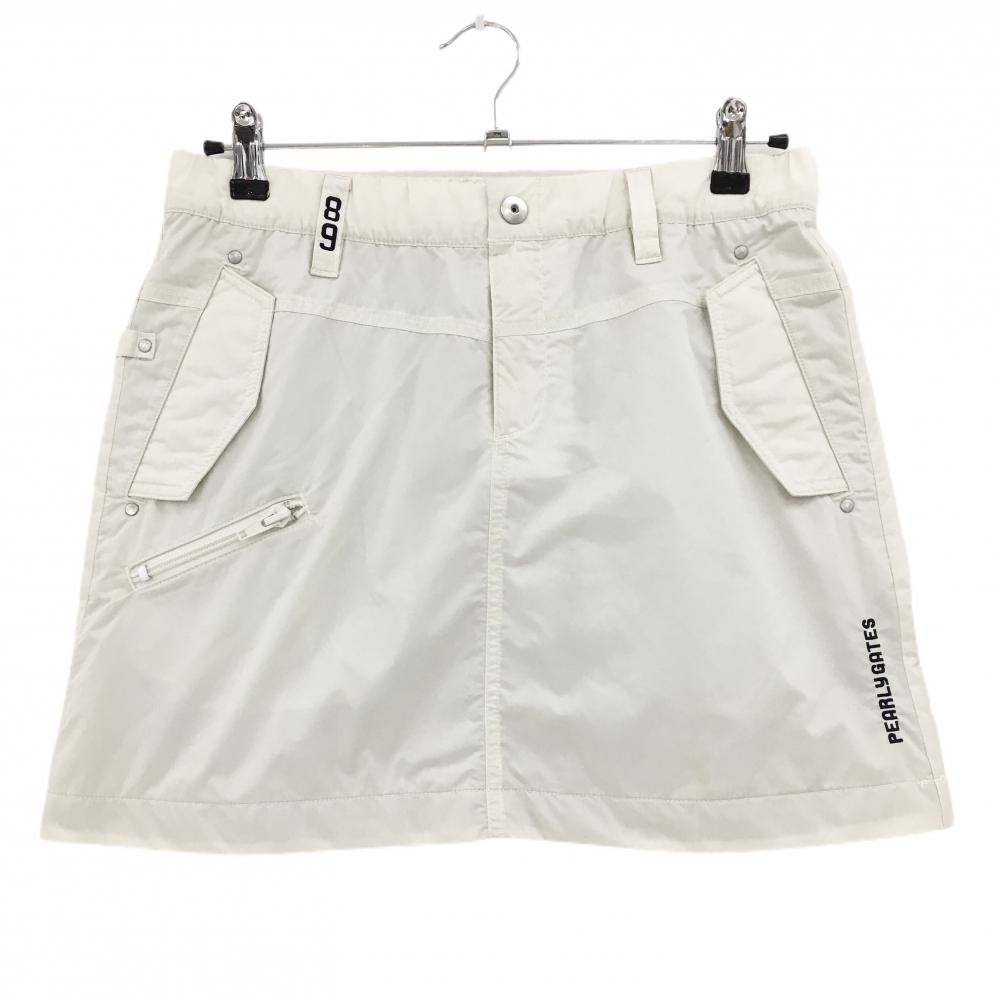 【美品】パーリーゲイツ スカート アイボリー 複数ポケット 蓄熱裏地 レディース 2(L) ゴルフウェア PEARLY GATES