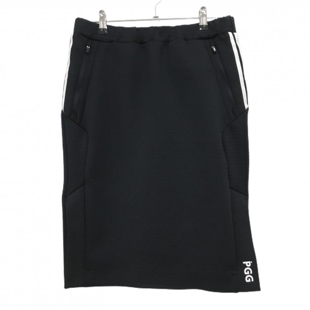 【超美品】PGGパーリーゲイツ ストレッチスカート ダークネイビー×白 ダンボールニット  レディース 1(M) ゴルフウェア PEARLY GATES