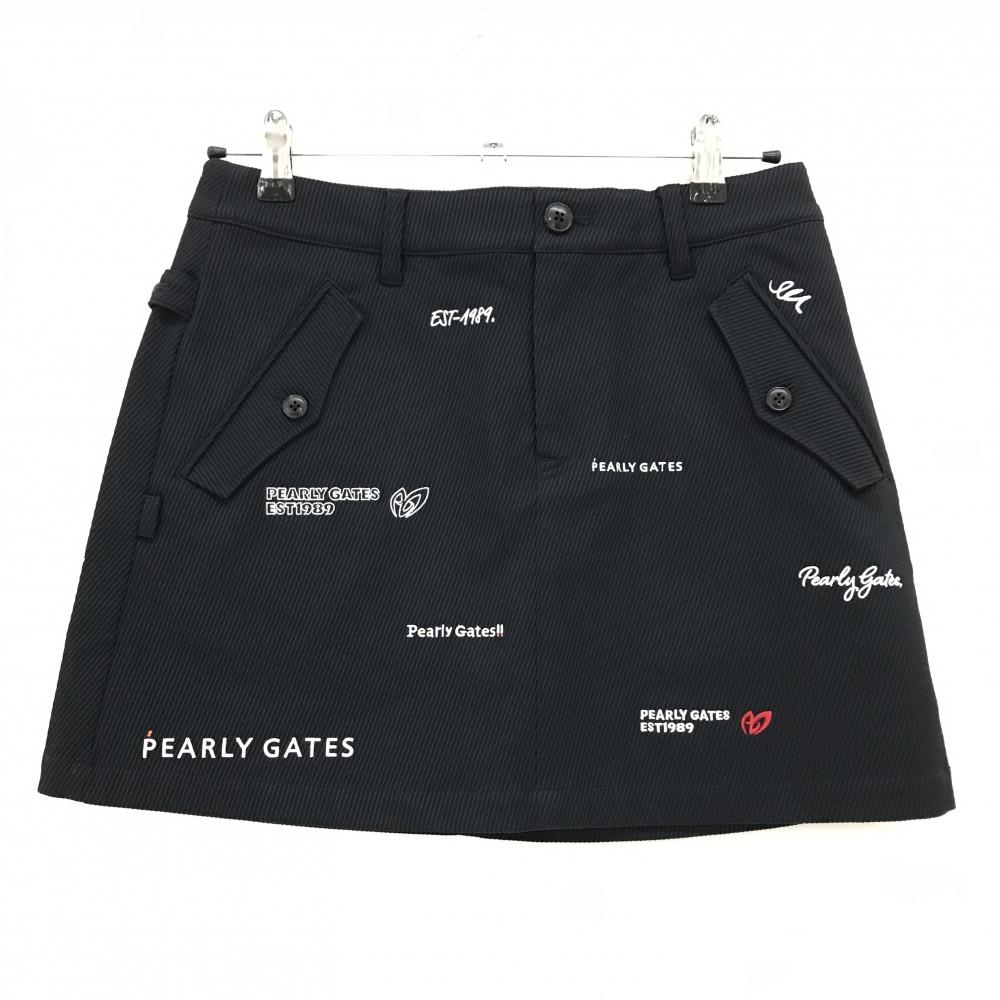 【超美品】パーリーゲイツ スカート ネイビー ロゴ総柄 ストレッチ  レディース 1(M) ゴルフウェア 2024年モデル PEARLY GATES
