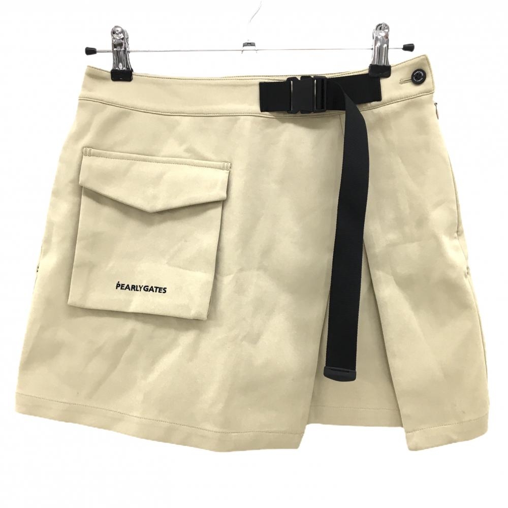 パーリーゲイツ スカート ベージュ×黒 ポケット ストレッチ レディース 1(M) ゴルフウェア PEARLY GATES