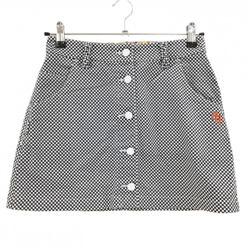 パーリーゲイツ スカート 白×ネイビー 細目ブロックチェック ストレッチ 30周年 レディース 00(XS) ゴルフウェア PEARLY GATES