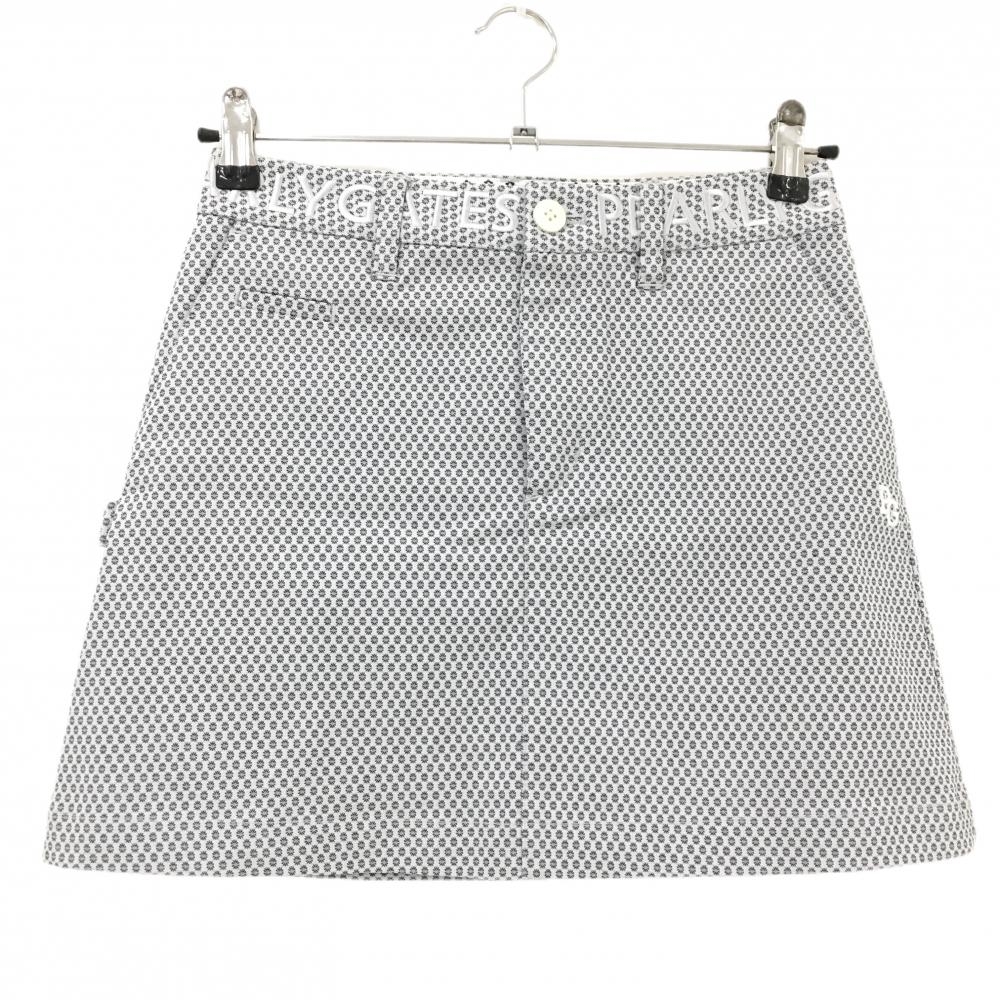 【超美品】パーリーゲイツ スカート グレー 総柄 ウエストロゴ刺しゅう ストレッチ レディース 00(XS) ゴルフウェア PEARLY GATES