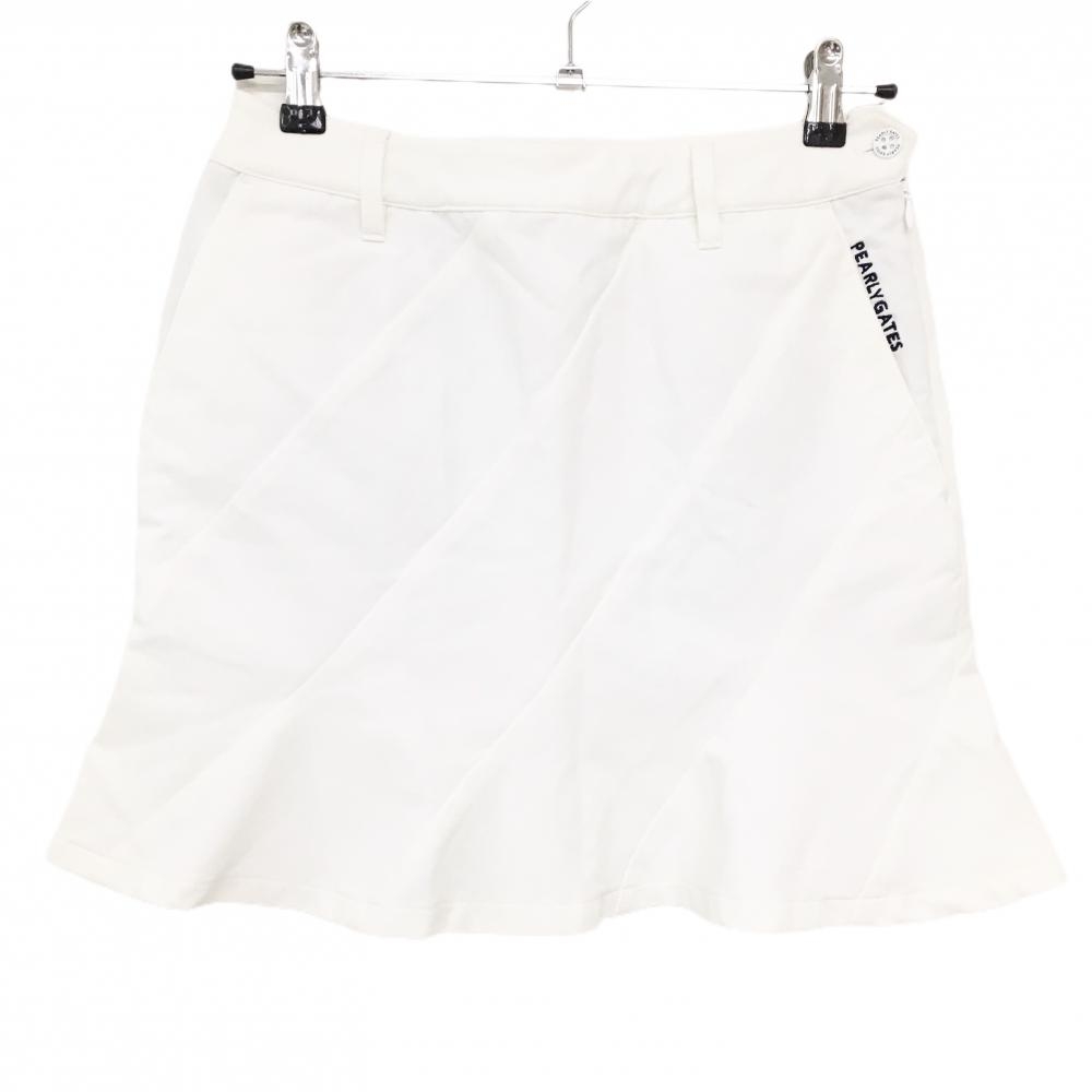 【美品】パーリーゲイツ スカート 白系×ネイビー ロゴ刺しゅう ストレッチ レディース 1(M) ゴルフウェア PEARLY GATES