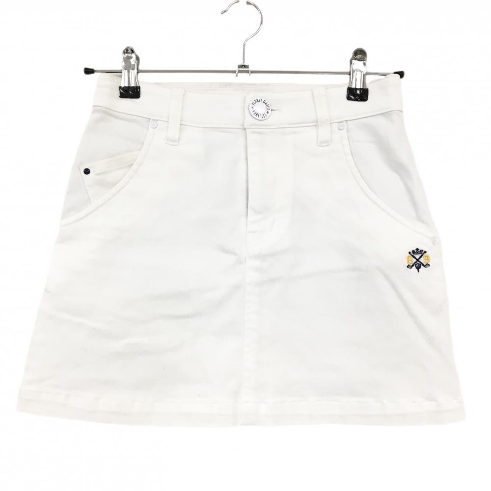 【超美品】パーリーゲイツ スカート 白 ロゴ刺しゅう ストレッチ レディース 00(XS) ゴルフウェア PEARLY GATES