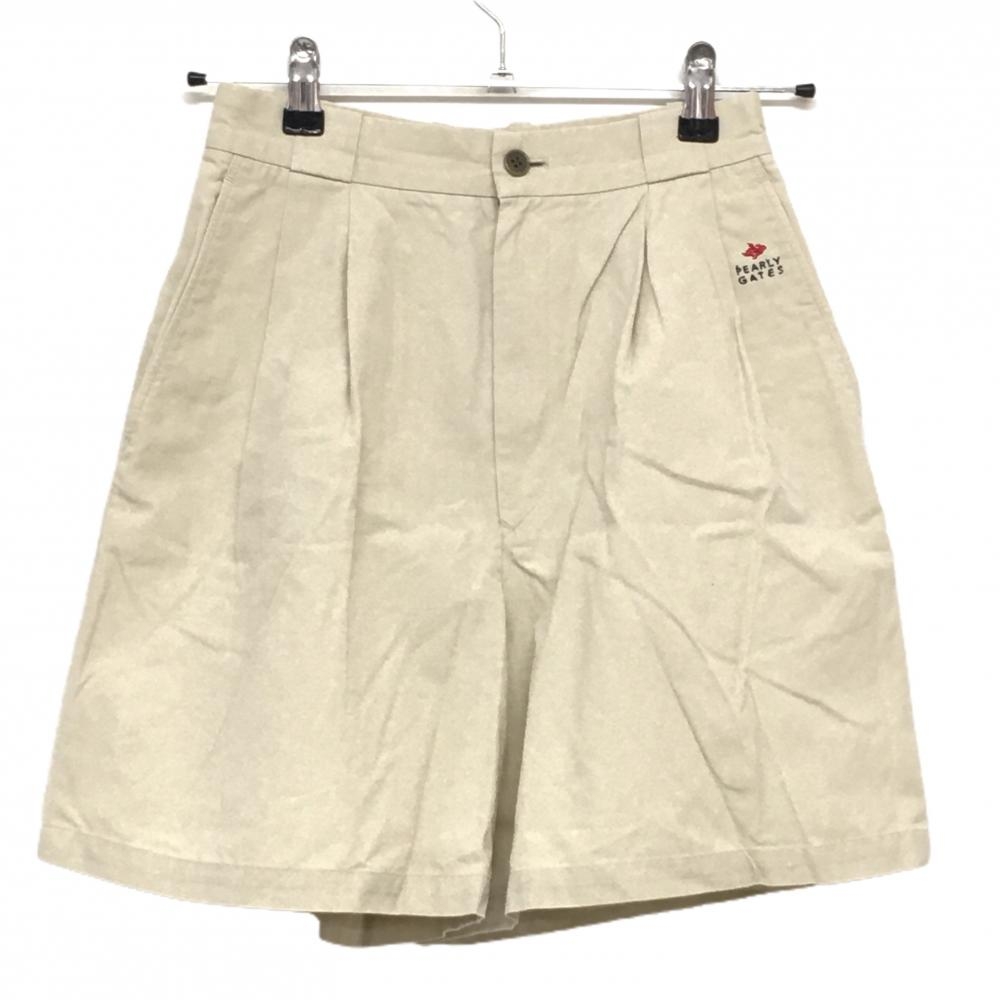 【美品】パーリーゲイツ キュロットスカート ベージュ ロゴ刺しゅう 綿100% レディース MEDIUM ゴルフウェア PEARLY GATES