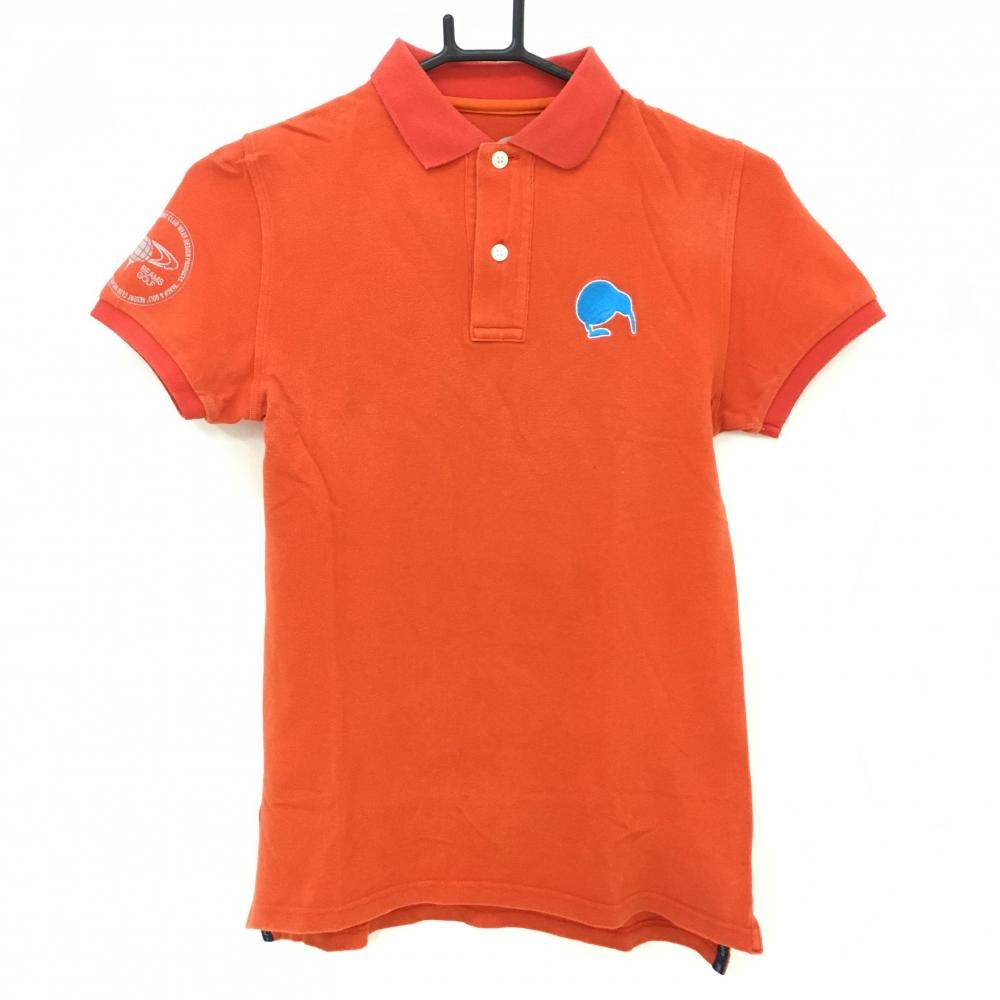 ビームスゴルフ×edit of KIWI 半袖ポロシャツ オレンジ ロゴライトブルー  レディース M ゴルフウェア BEAMS GOLF
