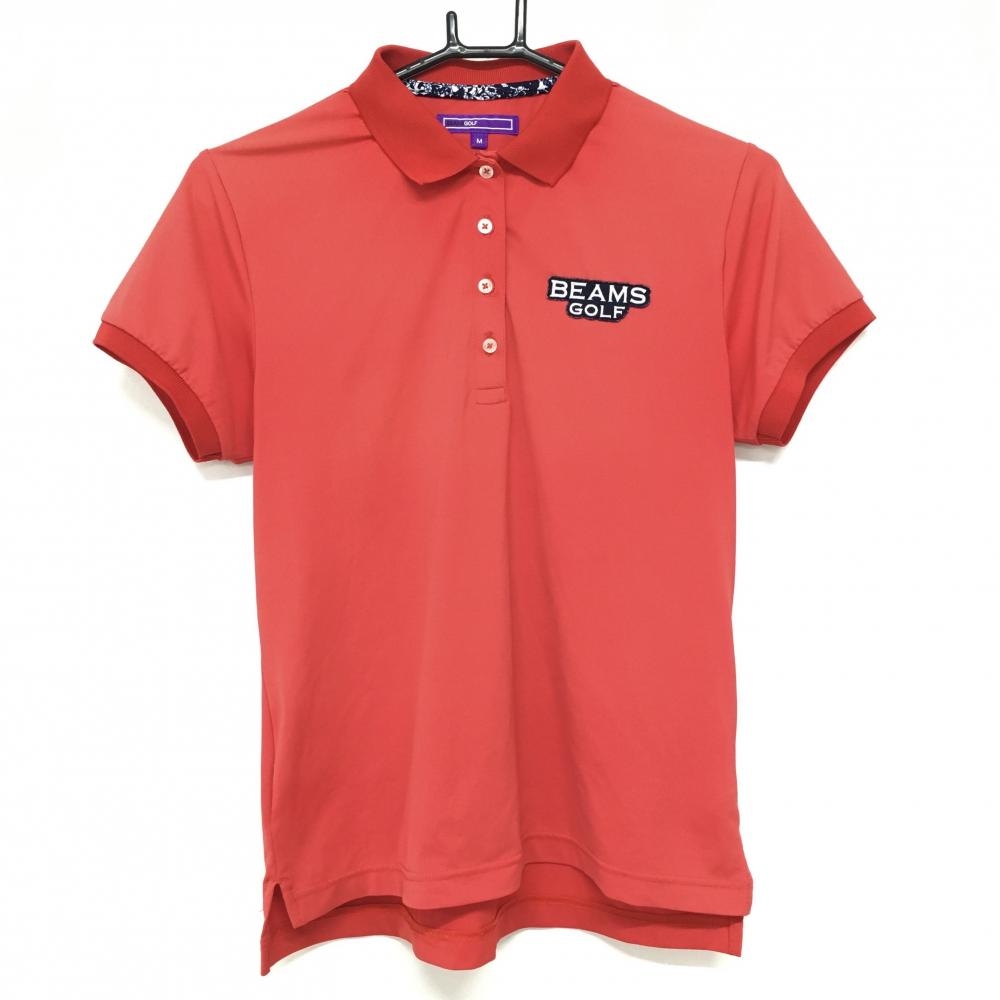 【超美品】ビームスゴルフ 半袖ポロシャツ レッド ストレッチ  レディース M ゴルフウェア BEAMS GOLF