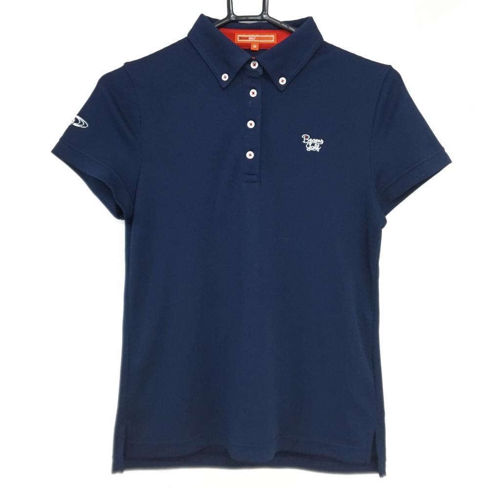 ビームスゴルフ 半袖ポロシャツ ネイビー ロゴ白 レディース M ゴルフウェア BEAMS GOLF