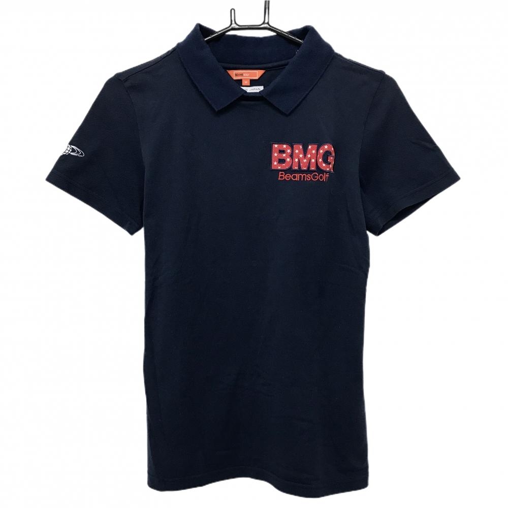 ビームスゴルフ 襟付き半袖シャツ ネイビー ロゴレッド レディース M ゴルフウェア BEAMS GOLF